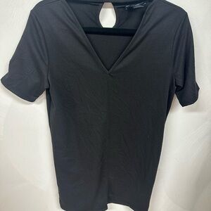 See You Monday Black Keyhole V-Neck short dress or long shirt